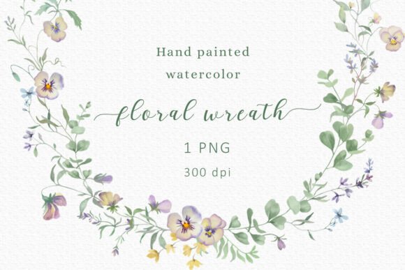 Download Viola Watercolor Floral Wreath - Floral Collection