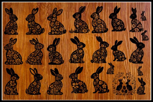 Download Floral Fantasy Rabbit Silhouettes - Floral Collection