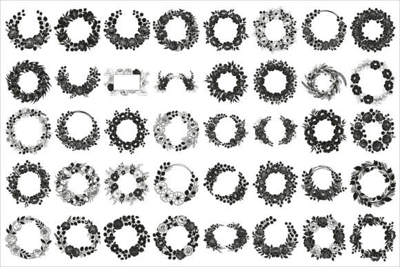 Download Elegant Floral Wreath Silhouette Design - Floral Collection