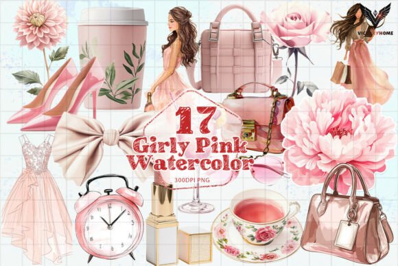 Download Girly Pink Watercolor Clipart PNG - Girl Collection