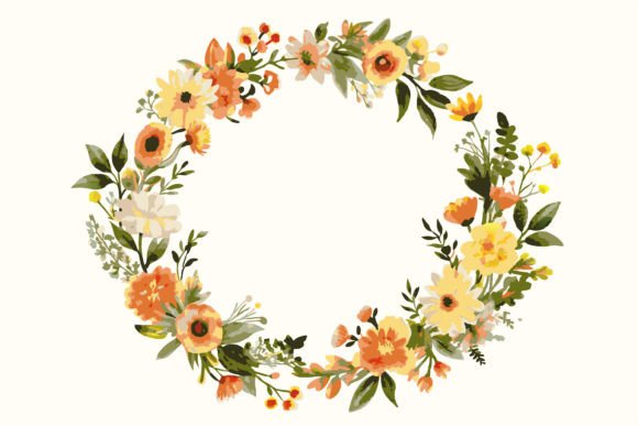 Download Watercolor Wreath Floral Frame with Circ - Floral Collection