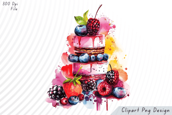 Download Watercolor Berry Cake PNG Clipart - Premium Bundle