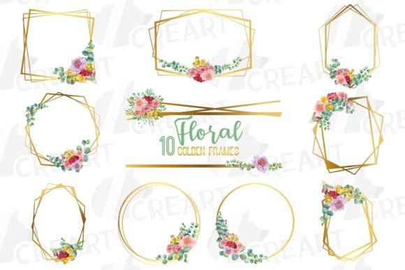 Download Golden Floral Frames Clip Art Pack - Floral Collection