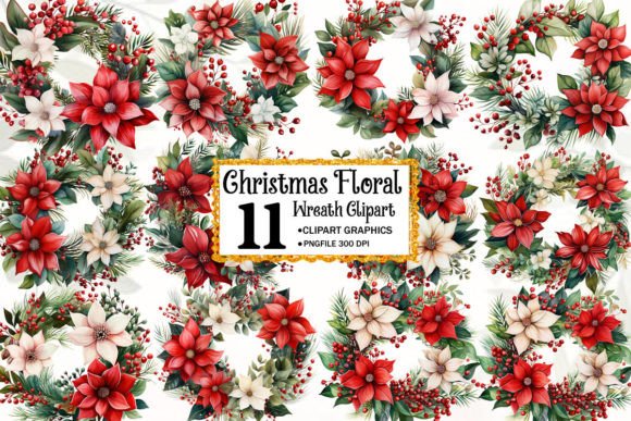 Download Christmas Floral Wreath Clipart - Floral Collection