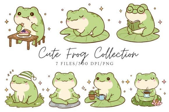 Download Cute Frog Daily Life Sticker Set - Cute frog Collection