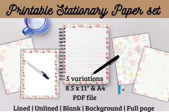 Download Rose Floral Stationary Paper Printable - Floral Collection