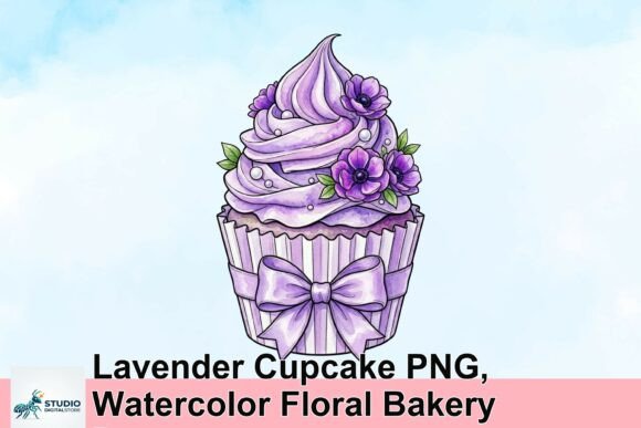 Download Lavender Cupcake PNG, Watercolor Floral Bakery Decor - Floral Collection