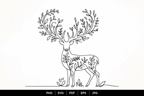 Download Floral Deer Line Art SVG - Floral Collection
