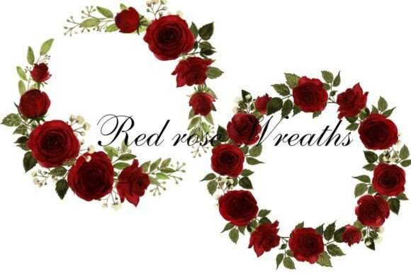 Download Watercolor Red Rose Floral Wreath PNG - Floral Collection