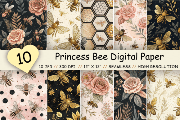 Download Princess Bee Digital Paper Pack, Floral - Floral Collection