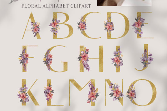 Download Gold Floral Alphabet Clipart- 27 Png - Floral Collection
