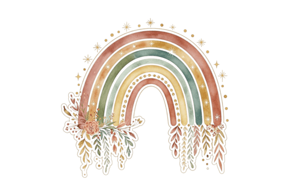 Download Boho Watercolor Rainbow Floral Decor - Floral Collection