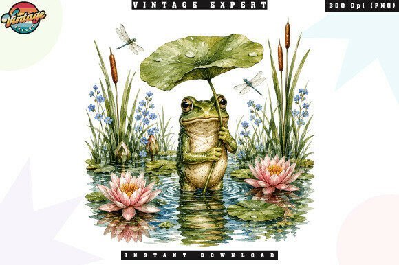 Download Cute Frog with Lily Pad Umbrella PNG - Cute frog Collection