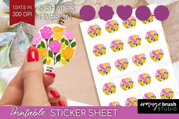 Download Rose Modern Floral Printable Sticker - Floral Collection