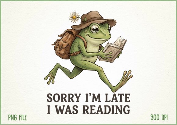Download Sorry I’m Late I Was Reading Cute Frog - Cute frog Collection