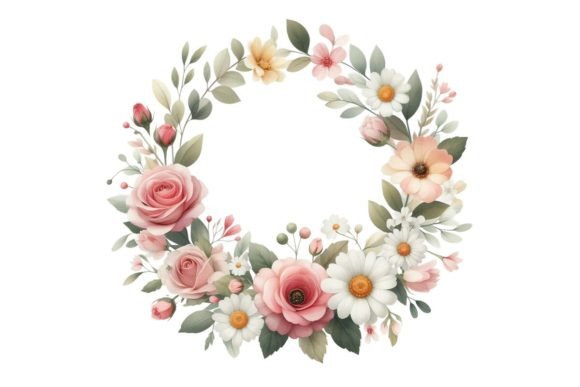 Download Watercolor Floral Wreath Clipart - Floral Collection