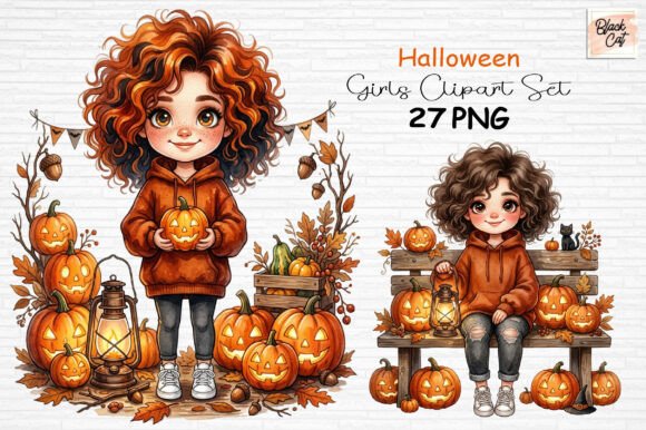 Download Halloween Girls Clipart Set PNG - Girl Collection