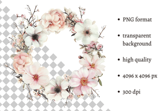 Download Watercolor Spring Floral Wreath Clipart - Floral Collection