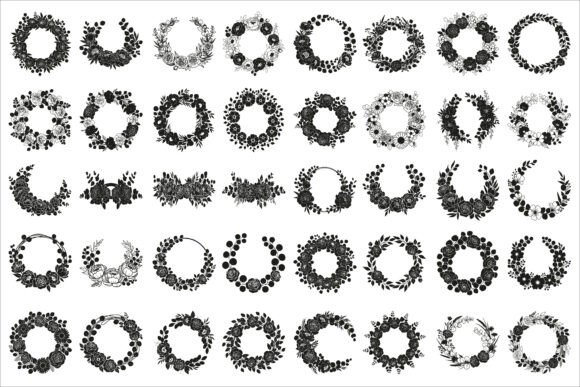 Download Elegant Floral Wreath Silhouette Design - Floral Collection