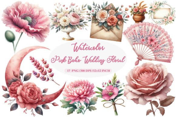 Download Pink Boho Wedding Floral Clipart - Floral Collection