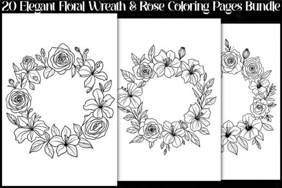 Download Elegant Floral Wreath &amp; Rose Coloring - Floral Collection