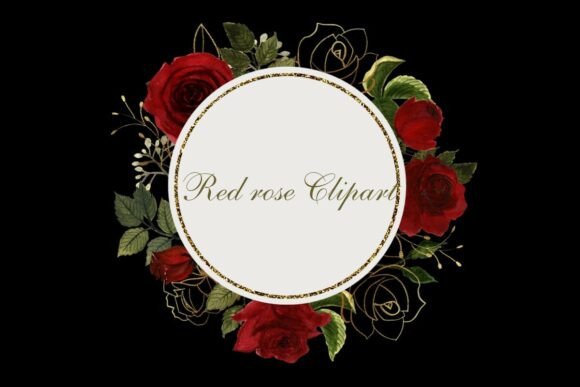 Download Red Rose Floral Wreath with Gold Frame - Floral Collection