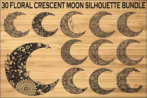 Download Floral Crescent Moon SVG Bundle - Floral Collection