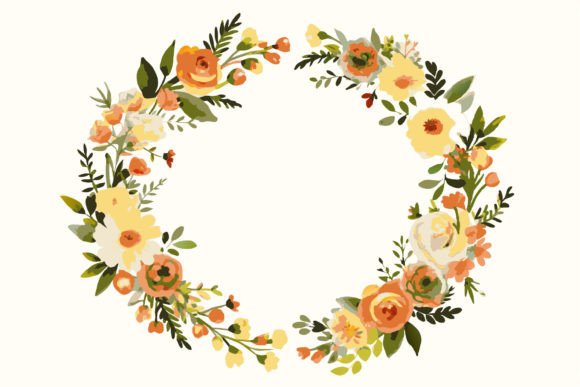 Download Watercolor Wreath Floral Frame with Circ - Floral Collection