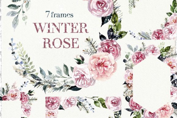 Download Watercolor Winter Floral Frame - Floral Collection