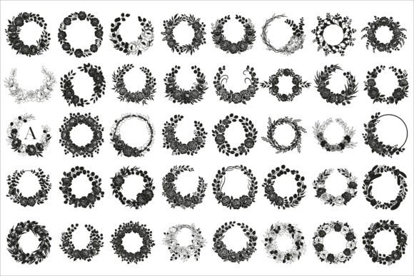 Download Elegant Floral Wreath Silhouette Design - Floral Collection