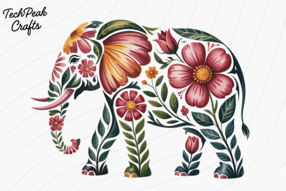 Download Floral Elephant Silhouette PNG - Floral Collection