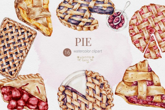 Download Pie Watercolor Clipart, Bakery Clipart - Premium Bundle