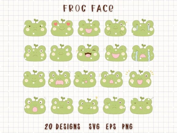 Download Cute Frog Emotions Frog Faces Clipart - Cute frog Collection