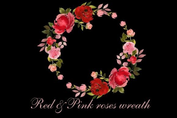 Download Red &amp; Pink Rose Watercolor Floral Wreath - Floral Collection