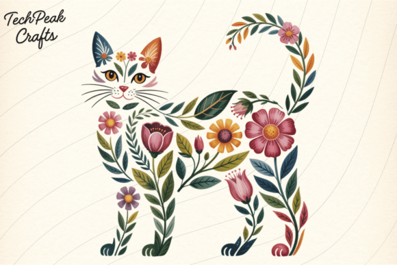 Download Floral Cat Silhouette PNG - Floral Collection