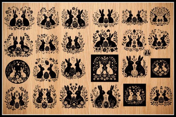 Download Floral Fantasy Rabbit Silhouettes - Floral Collection
